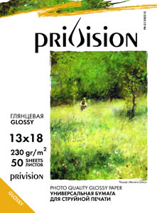 Глянцевая фотобумага Privision формата 13*18, плотность 230 гр/м2, 50 листов