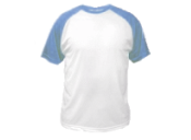Белая футболка мужская RDM Sport Polyester T-Shirts с синим воротом и синими рукавами для сублимации. Размер XS