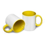 Кружка белая, 
жёлтая внутри
с желтой ручкой под сублимацию