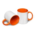 Кружка белая,
оранжевая внутри
и оранжевой ручкой под сублимацию