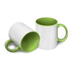 Кружка белая,
светло-зеленая внутри
и светло-зеленой ручкой