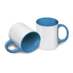 Кружка белая, 
светло-синяя внутри
со светло-синей ручкой под сублимацию