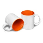 Кружка белая,
c оранжевым 
цветом внутри под сублимацию