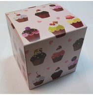 Подарочная коробка для кружки розовая "Кексы"