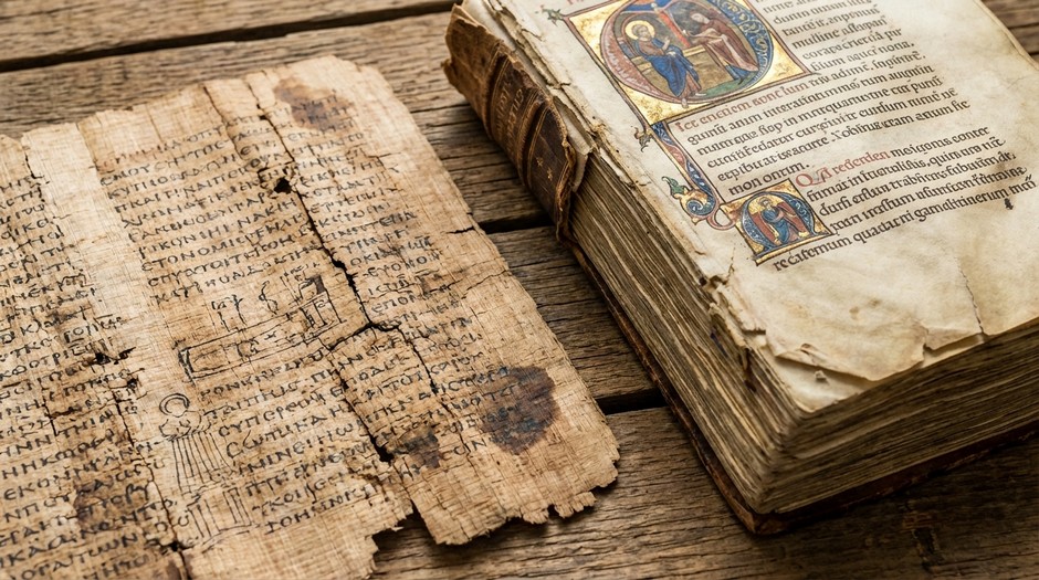 Средневековый манускрипт, написанный железо-галловыми чернилами