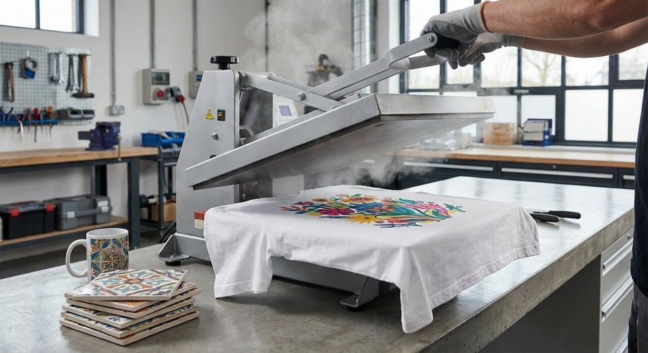 Плоский термопресс с рабочей поверхностью для текстиля и керамики