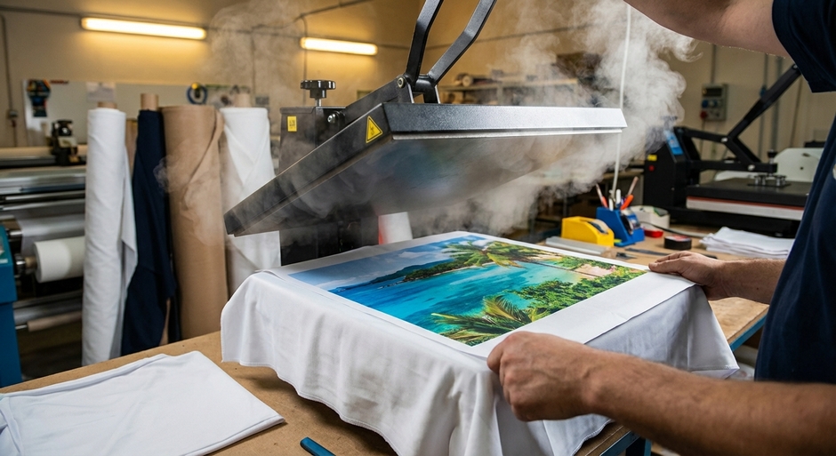 Сублимационная печать на синтетических материалах с помощью термопресса