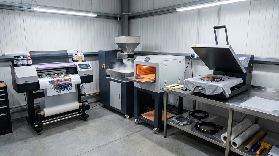 Оборудование для DTF-печати: принтер, шейкер и термопресс