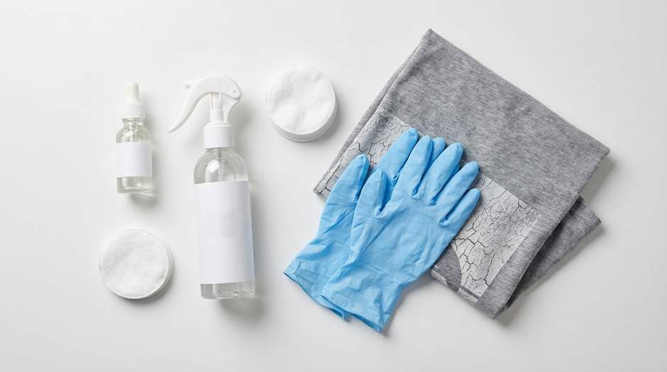 Химические средства для удаления DTF-наклейки с ткани &mdash; ацетон, HTR, перчатки