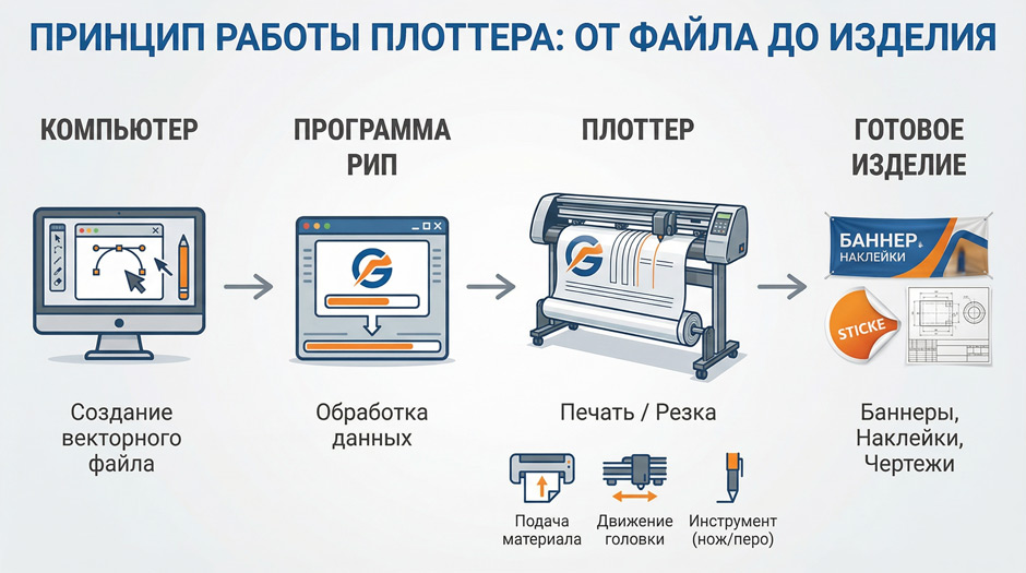 Принцип работы плоттера: от векторного файла до печати