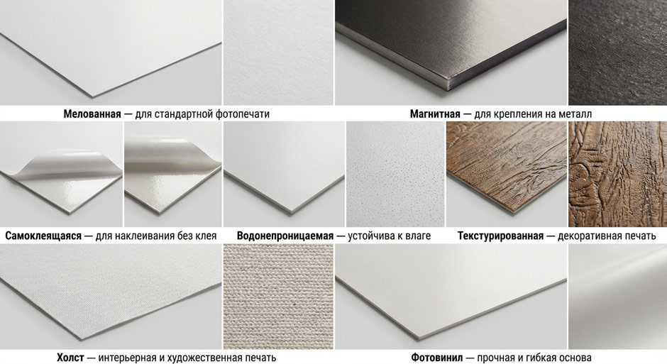 Типы подложек фотобумаги