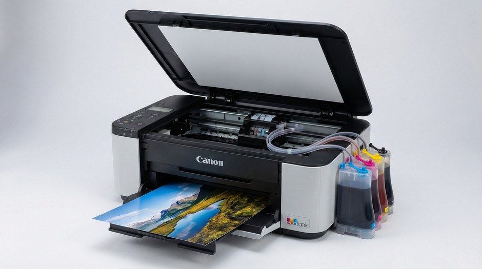 Струйный принтер с системой непрерывной подачи чернил (СНПЧ) для экономичной цветной печати